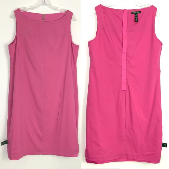 Lauren Ralph Lauren Pink Cotton Shift  Career Dress Sz 14 - Picture 11 of 16